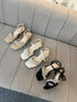 Women Luxury Rhinestone Decor Open Toe Buckle Straps